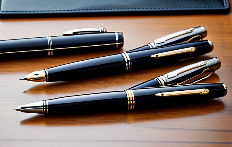 몽블랑과 파카의 고급 필기구 비교 - Parker's Modern Workspace**

"A Parker Duofold fountain pen in a sleek, minimalist design, lying on ...
